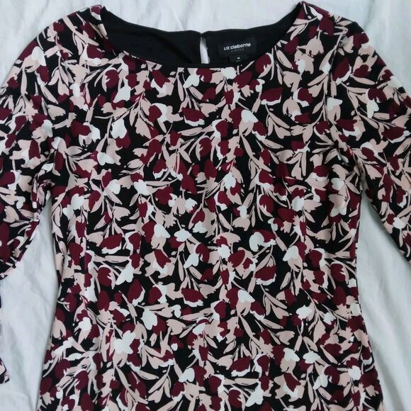 Liz Claiborne Career Floral Dress 3/4 Flutter Sleeve Women's Size M - Picture 4 of 12